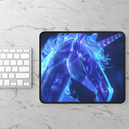 Electric Unicorn Mouse Pad – 9x7 Neoprene Desk Mat with Blue Neon Fantasy Design