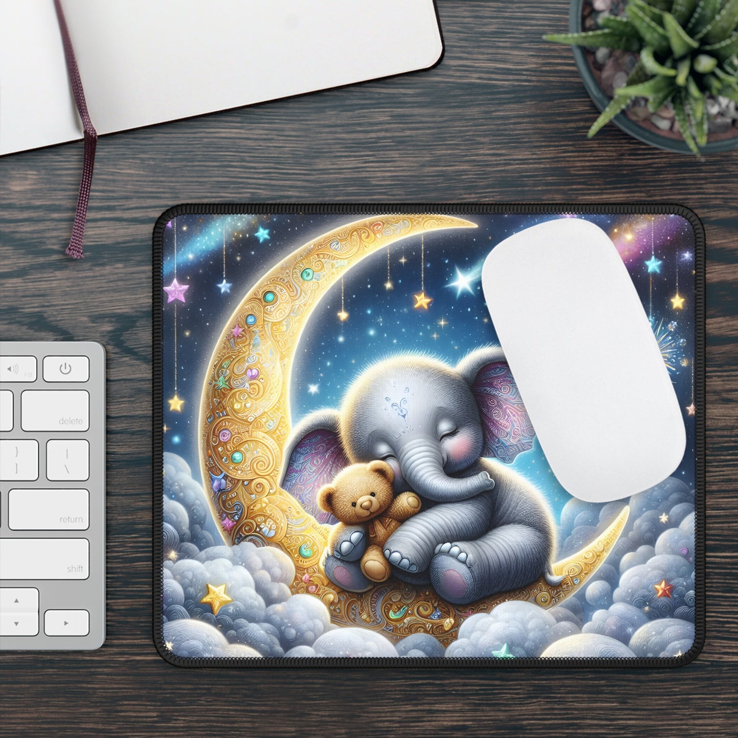 Moonlit Elephant Dreams Mouse Pad
