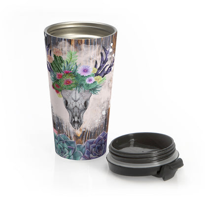 Desert Bloom Skull Stainless Steel Travel Mug