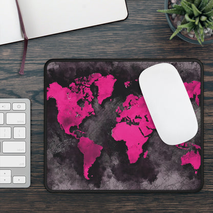 Pink World Map Mouse Pad