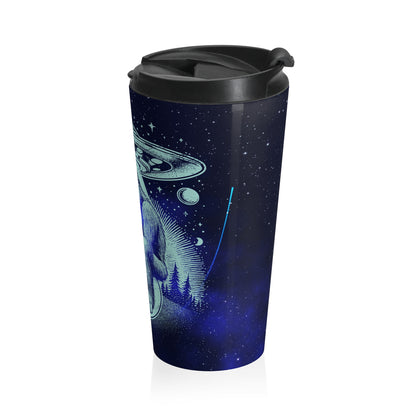 Alien and Bigfoot UFO Stainless Steel Travel Mug – 15oz