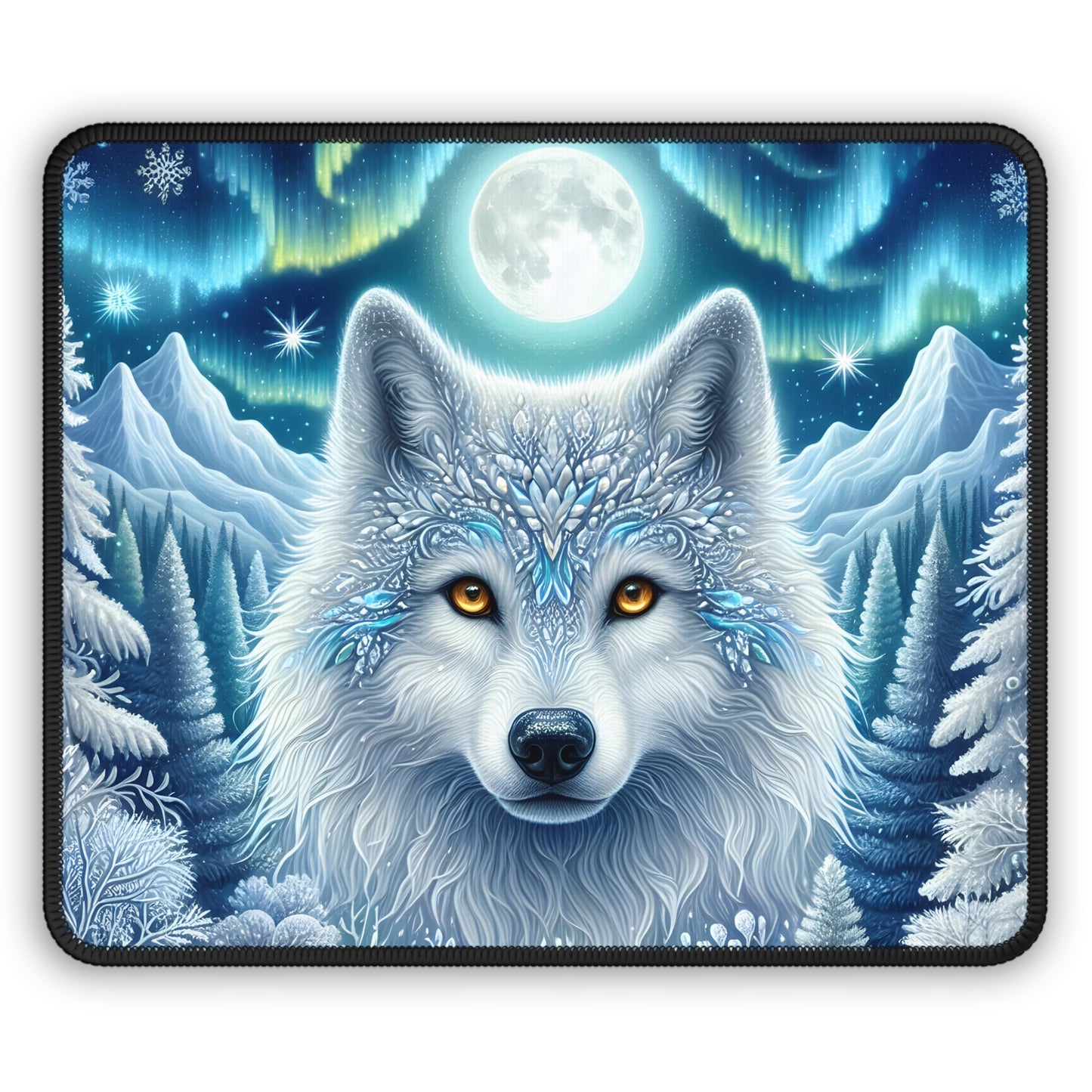 Arctic Moon Wolf Mouse Pad