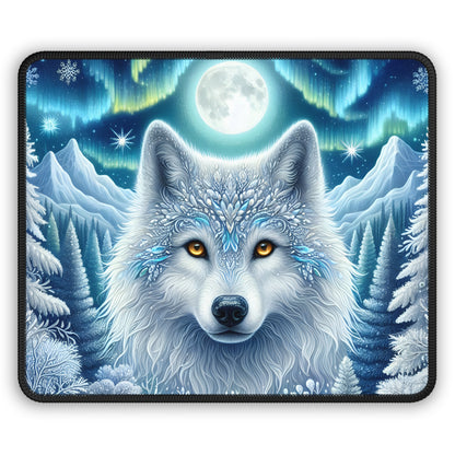 Arctic Moon Wolf Mouse Pad