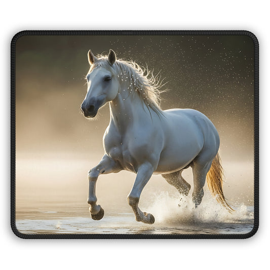 White Horse Elegance Mouse Pad
