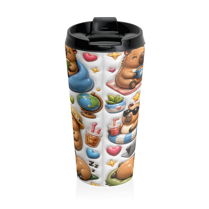 Don’t Worry, Be Cappy Capybara Stainless Steel Travel Mug