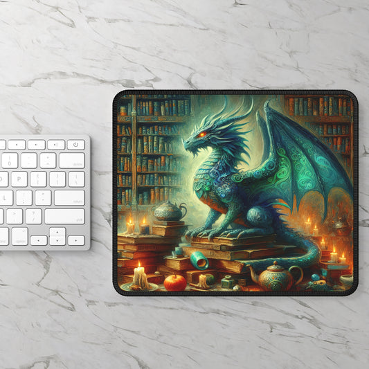 Arcane Library Dragon Mouse Pad