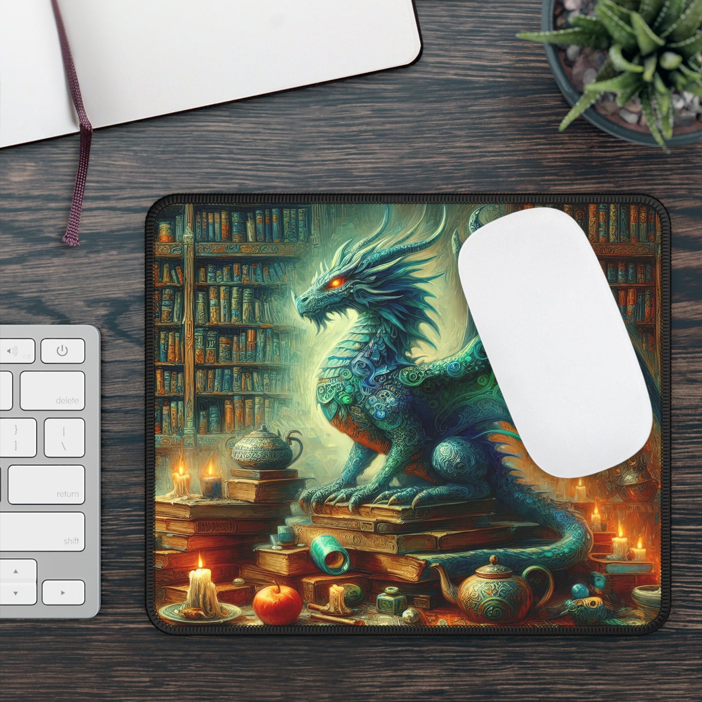 Mystic Library Dragon Mouse Pad