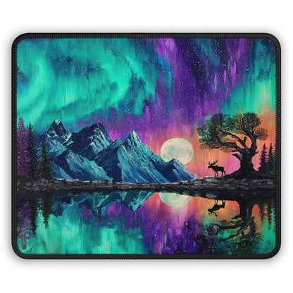 Northern Lights Mountain Reflection Mouse Pad