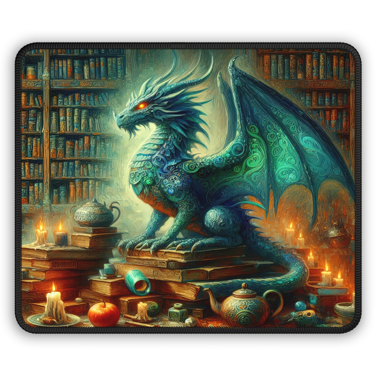 Arcane Library Dragon Mouse Pad