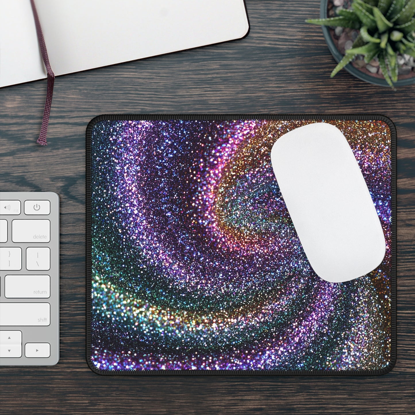 Cosmic Glitter Swirl Mouse Pad