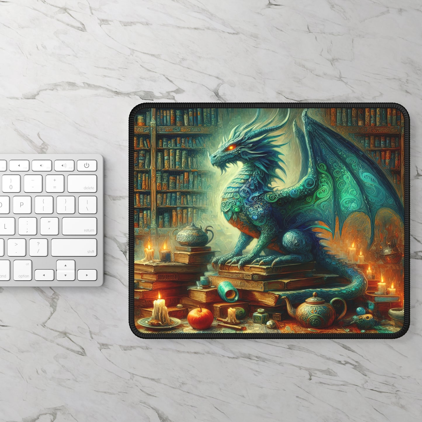 Eldritch Library Dragon Mouse Pad