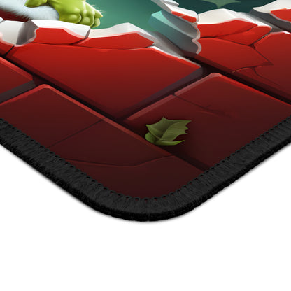 Naughty Christmas Goblin Breaking Through Wall Mouse Pad