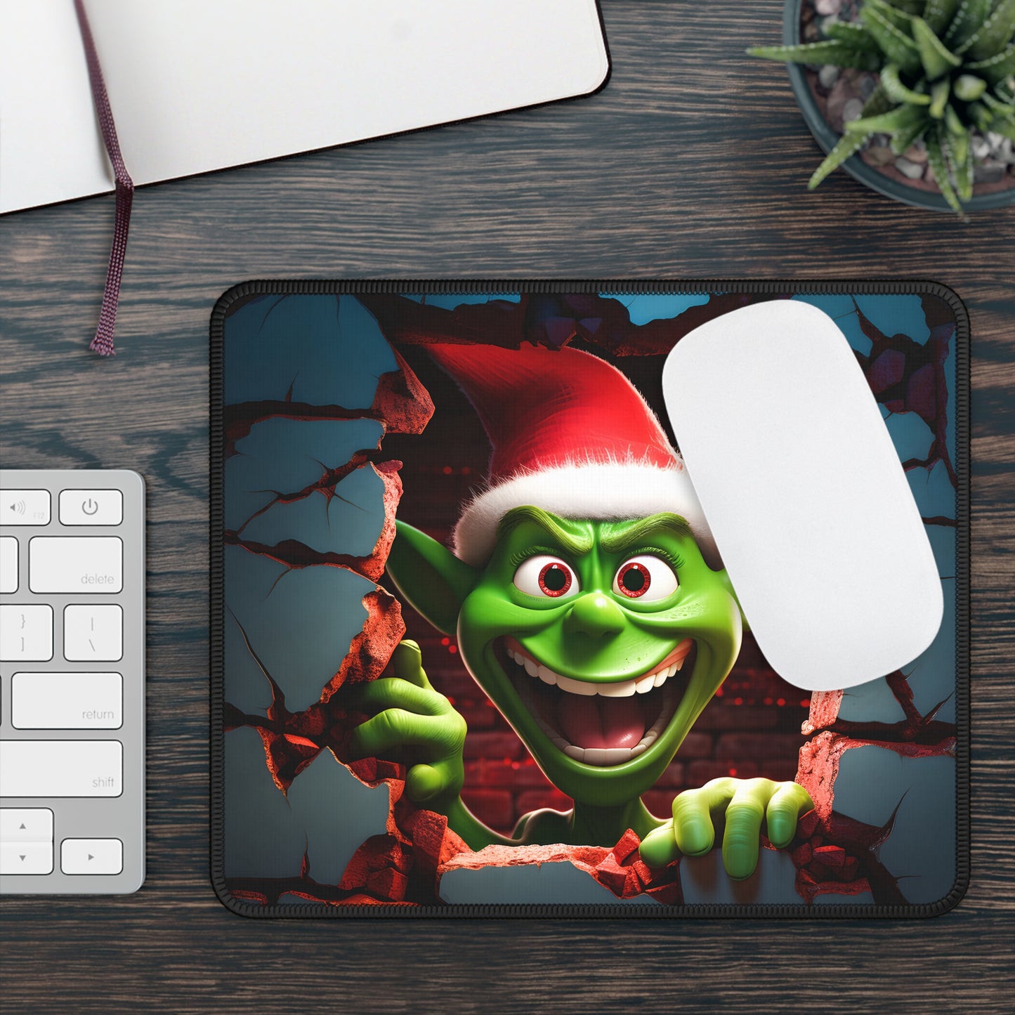 Naughty Goblin Peeking Through the Wall Mouse Pad