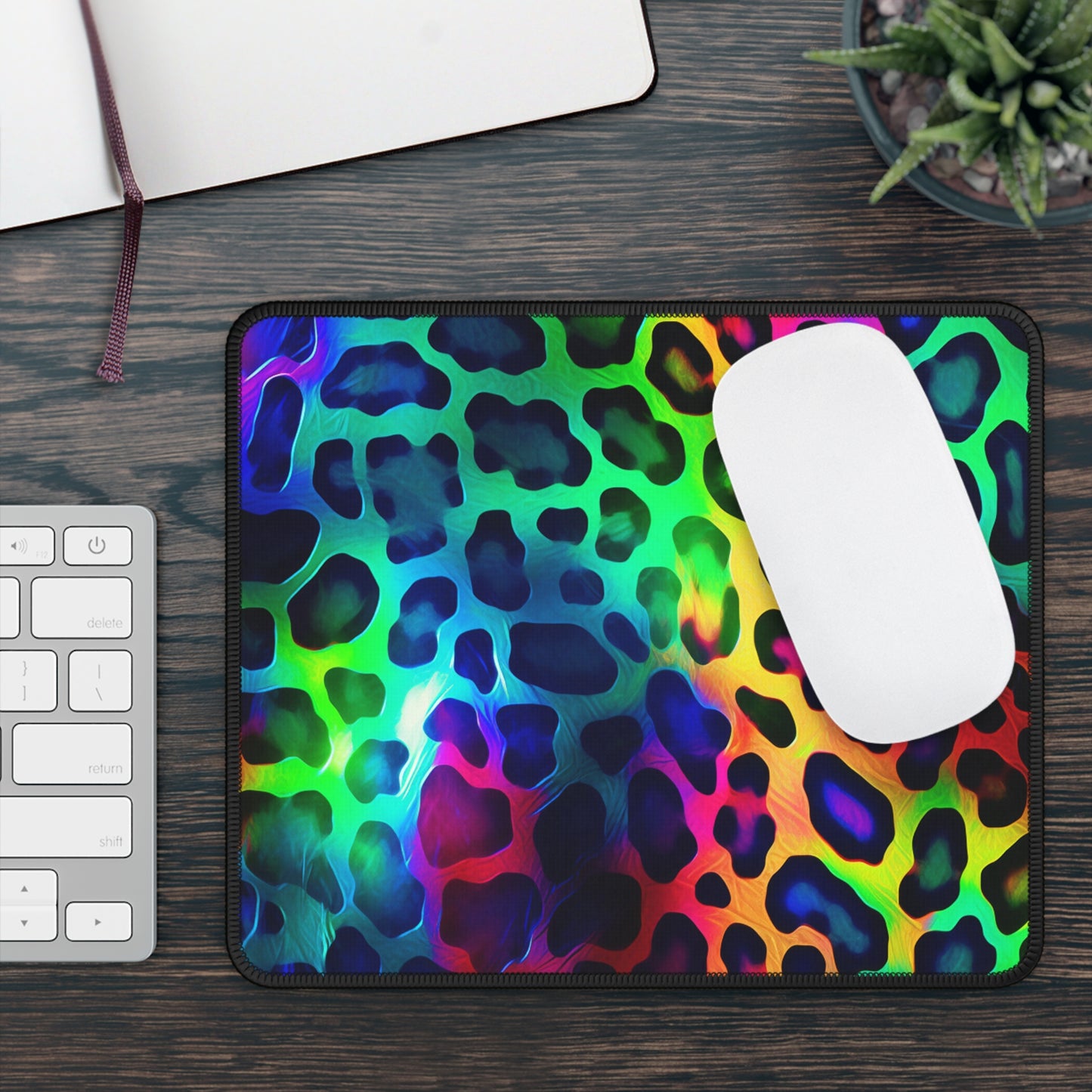 Neon Leopard Print Mouse Pad