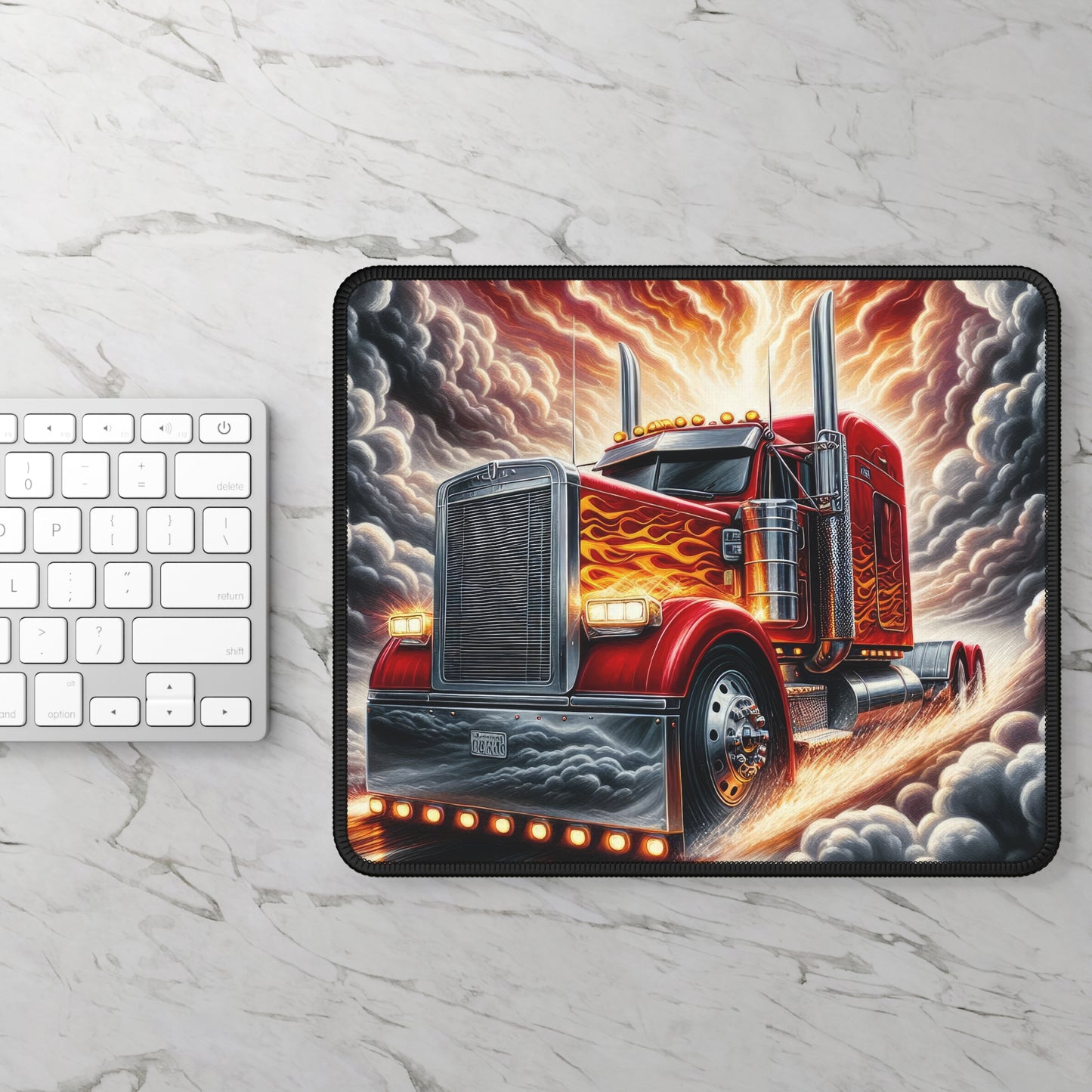 Blazing Big Rig Mouse Pad