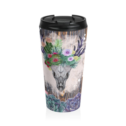 Desert Bloom Skull Stainless Steel Travel Mug
