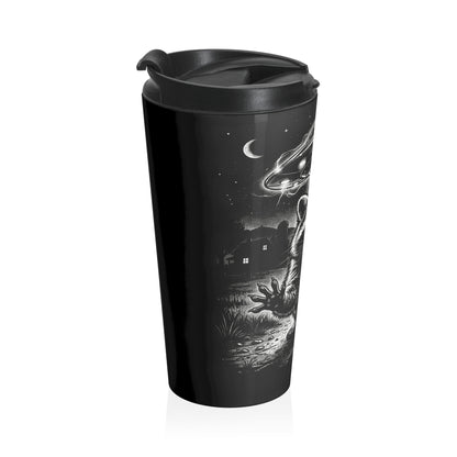 Alien Abduction Raccoon Stainless Steel Travel Mug