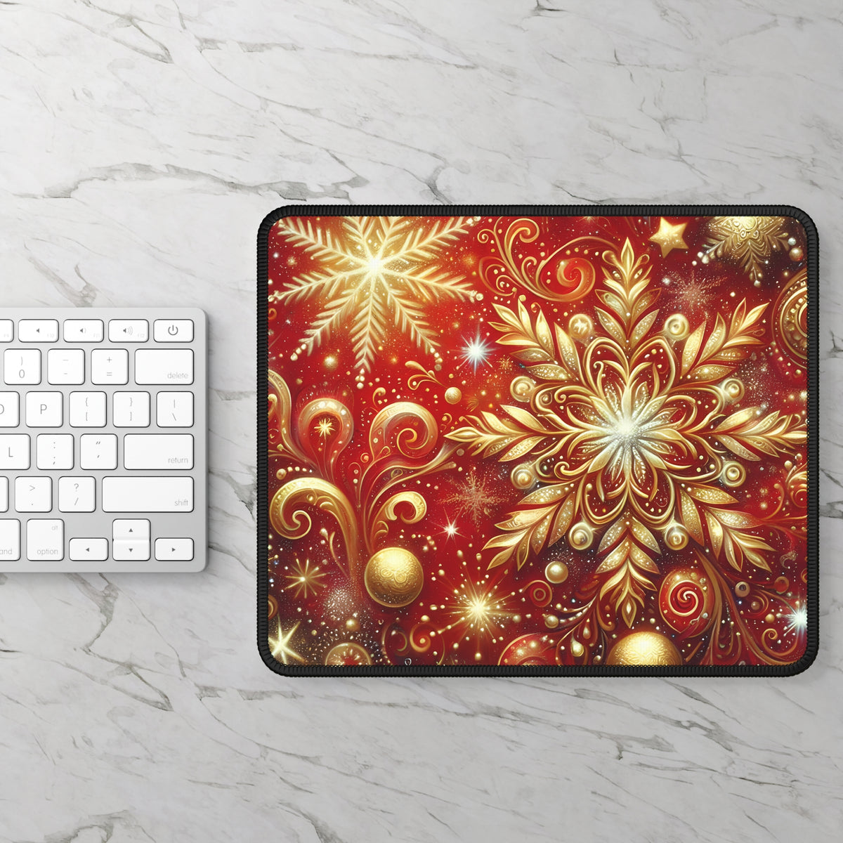 Elegant Christmas Snowflake Mouse Pad