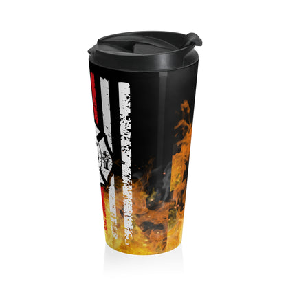 Firefighter Thin Red Line with Fire Travel Mug
