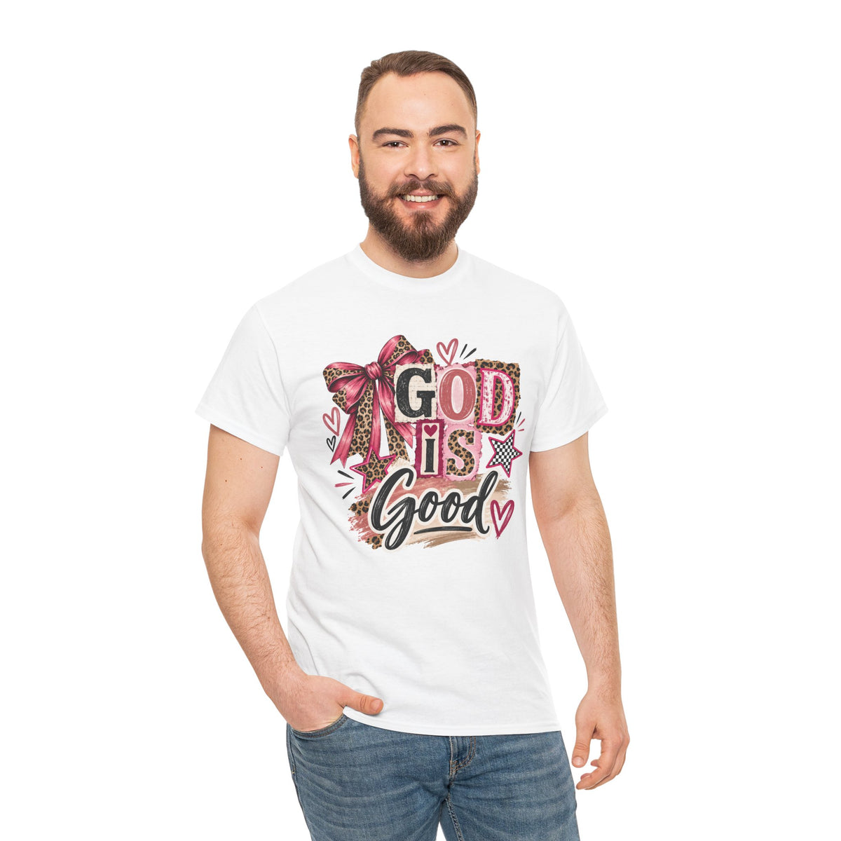 God Is Good Leopard Bow Christian T-Shirt