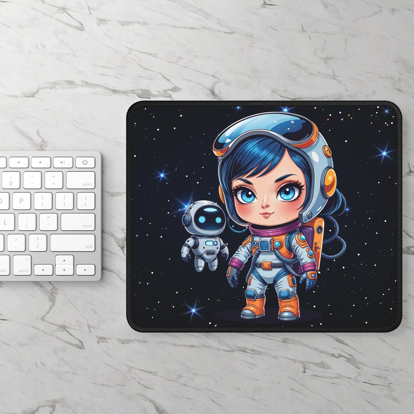 Little Astronaut and Robot Mouse Pad