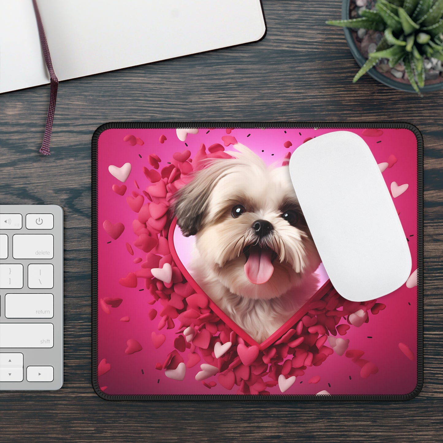 Puppy Love Hearts Mouse Pad