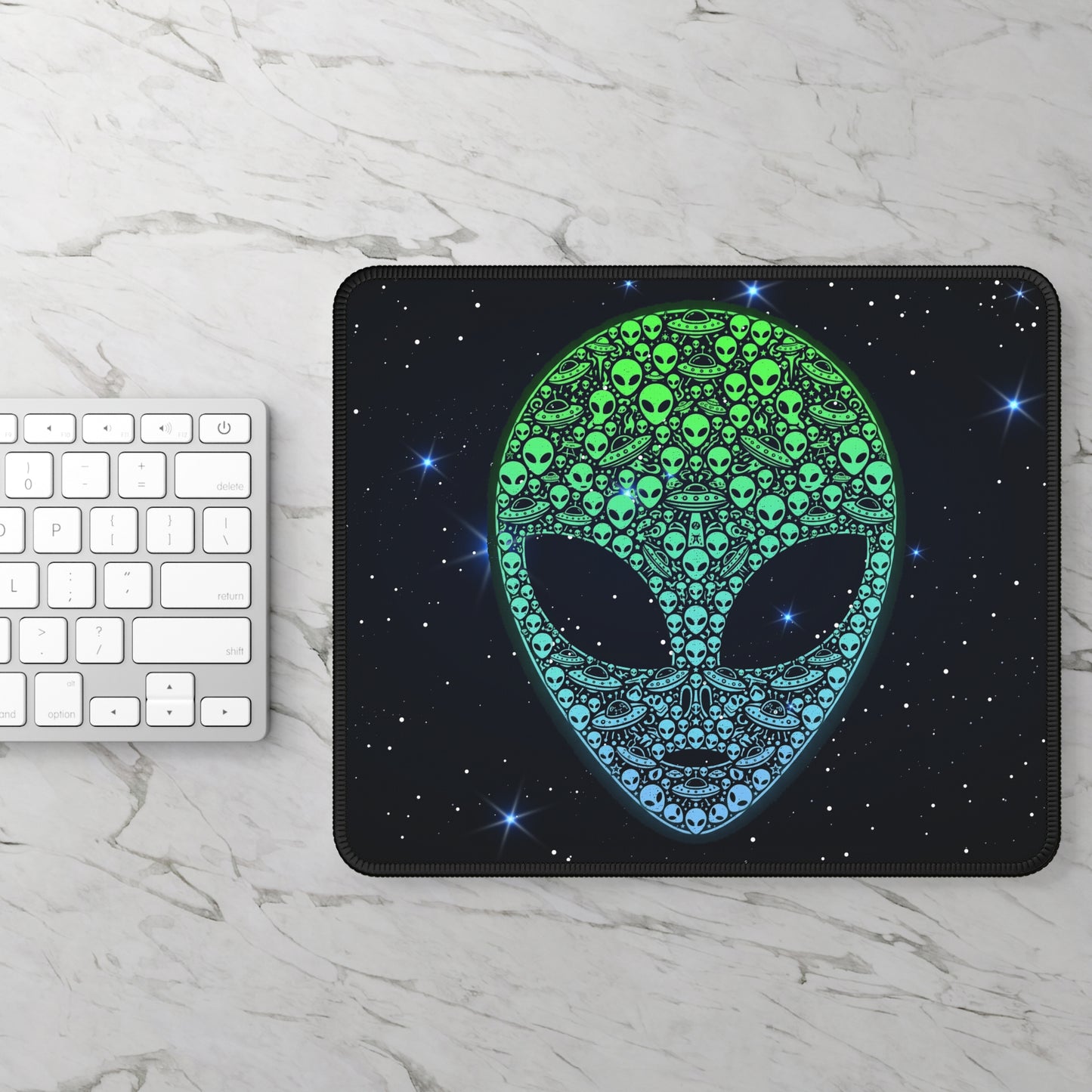 Cosmic Alien Face Mouse Pad