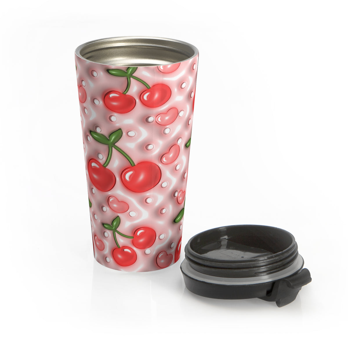 Cherry Bomb Pink Cherry Stainless Steel Travel Mug