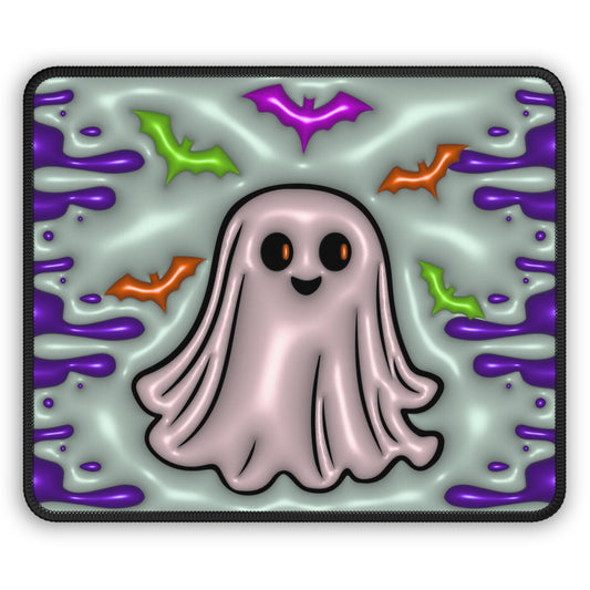 Cute Ghost Mouse Pad – 9x7 Neoprene Desk Mat with Spooky Bats and Pastel Halloween Design