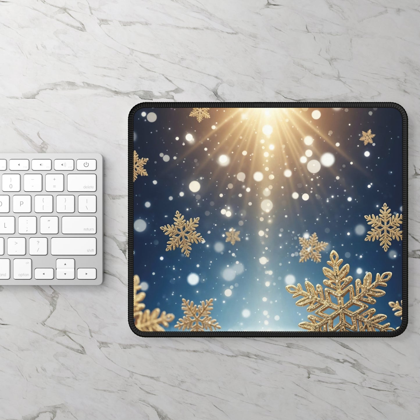 Golden Snowflake Winter Wonderland Mouse Pad