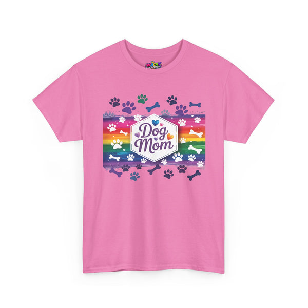 Dog Mom Rainbow Paw Print T-Shirt