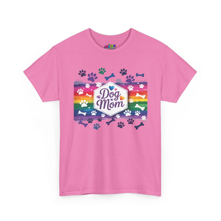 Dog Mom Rainbow Paw Print T-Shirt