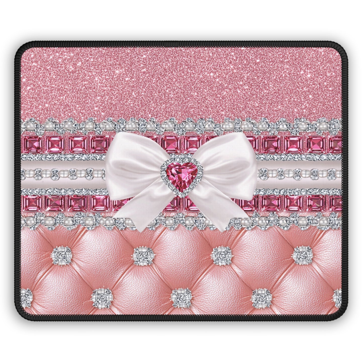 Pink Sparkle Bow Mouse Pad