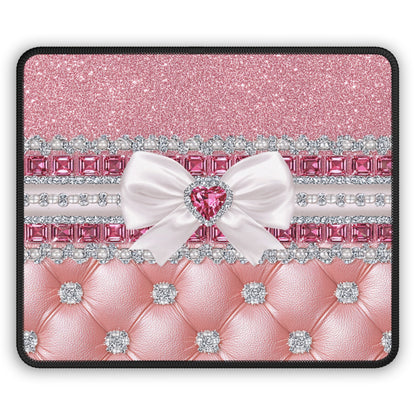 Pink Sparkle Bow Mouse Pad