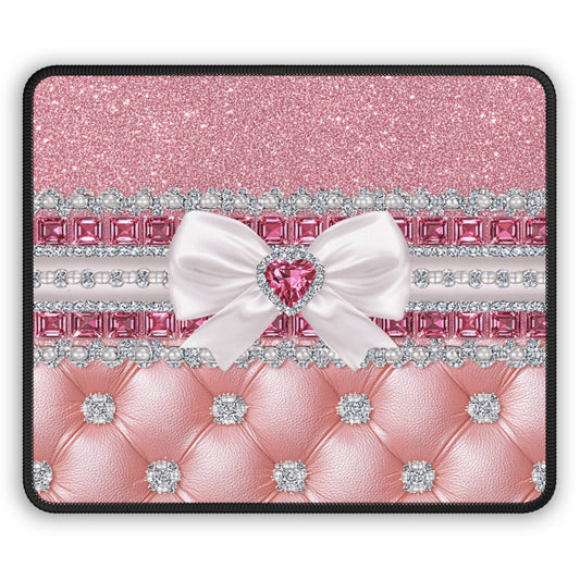 Pink Sparkle Bow Mouse Pad