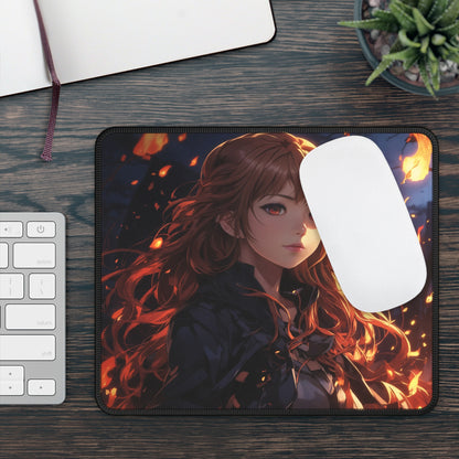 Fire Spirit Anime Girl Mouse Pad