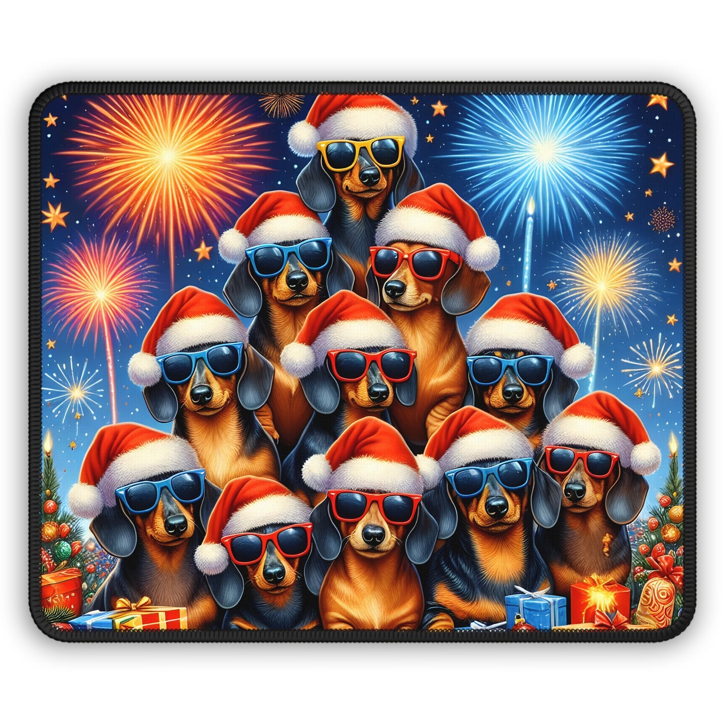 Christmas Dachshund Party Mouse Pad