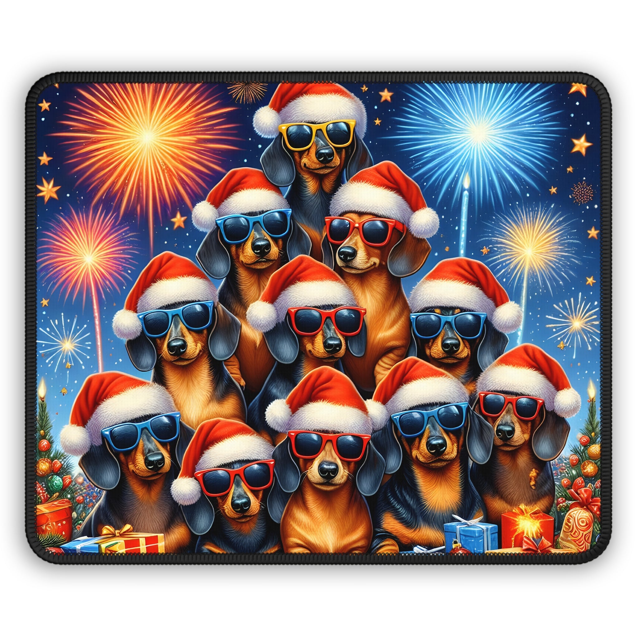 Christmas Dachshund Party Mouse Pad