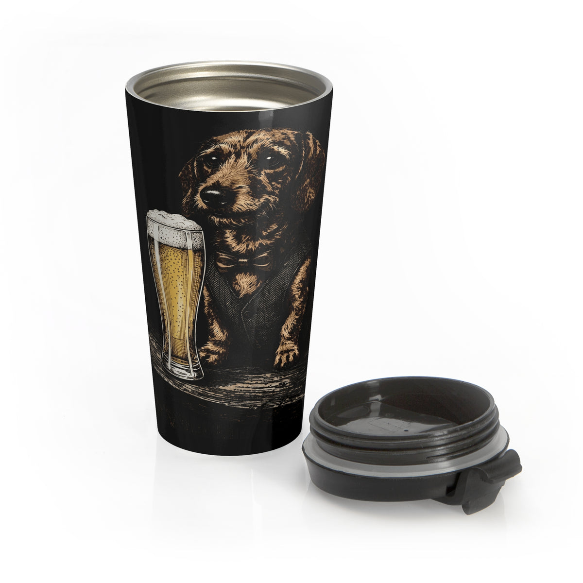 Dachshund Happy Hour Stainless Steel Travel Mug