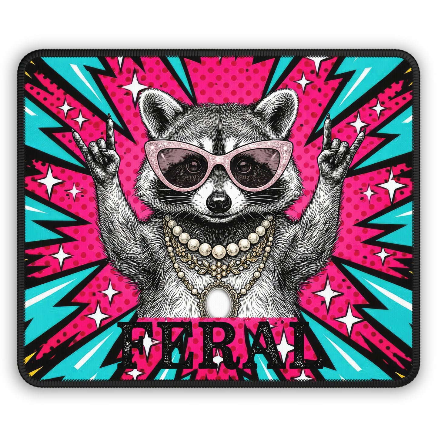 Feral Raccoon Pop Art Mouse Pad