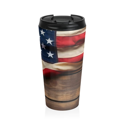 American Flag Barrel Travel Mug