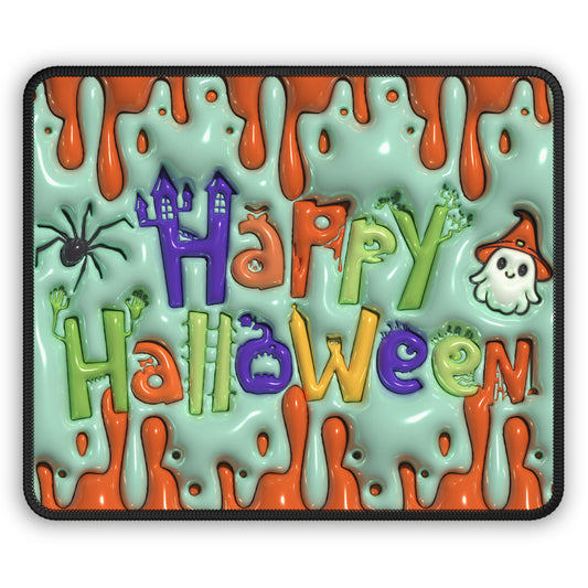 Happy Halloween Mouse Pad – 9x7 Neoprene Desk Mat with Cute Ghost and Colorful Drip Design