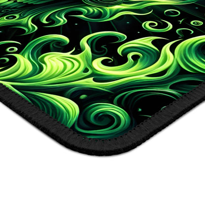 Neon Flame Skull Mouse Pad