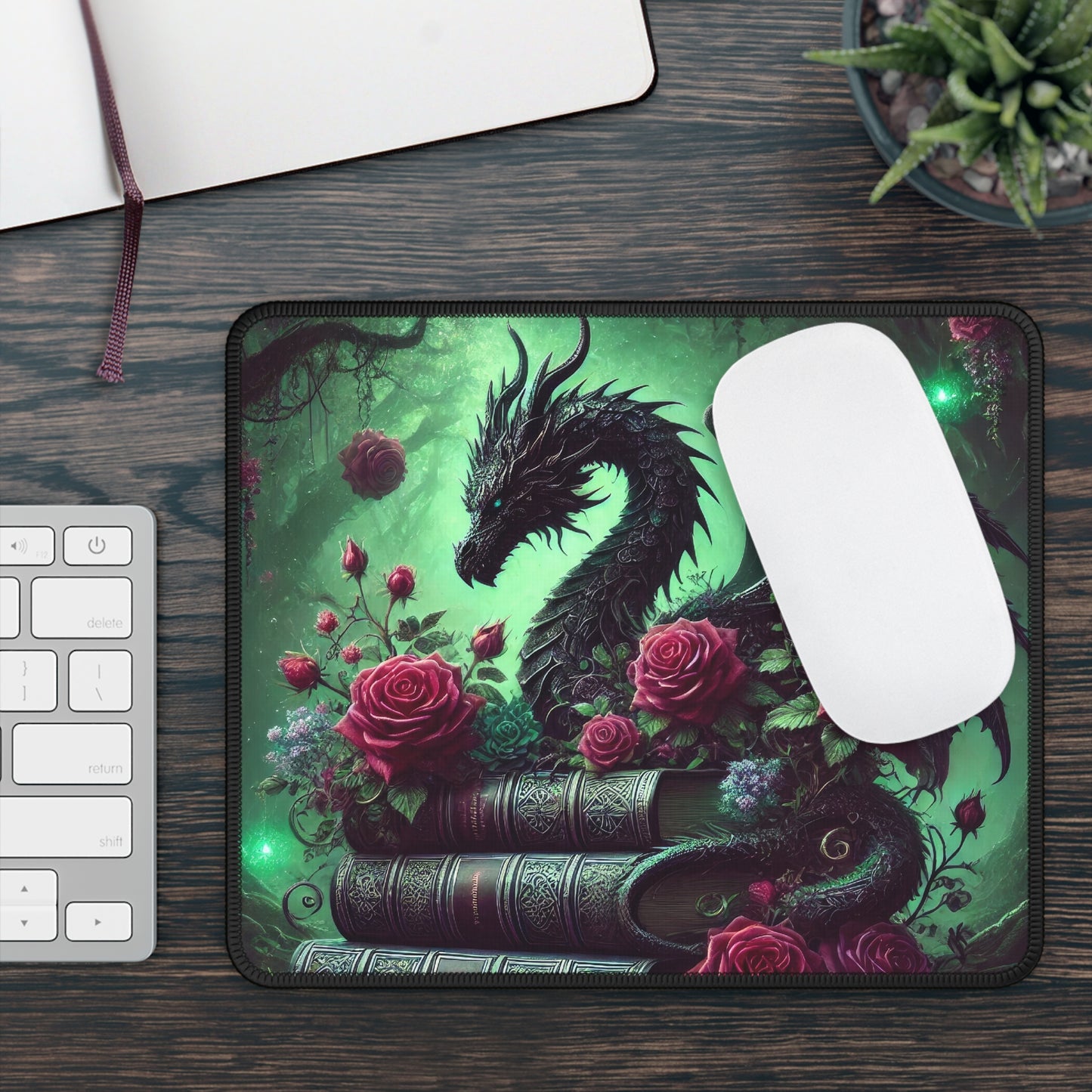 Enchanted Dragon Library Mouse Pad