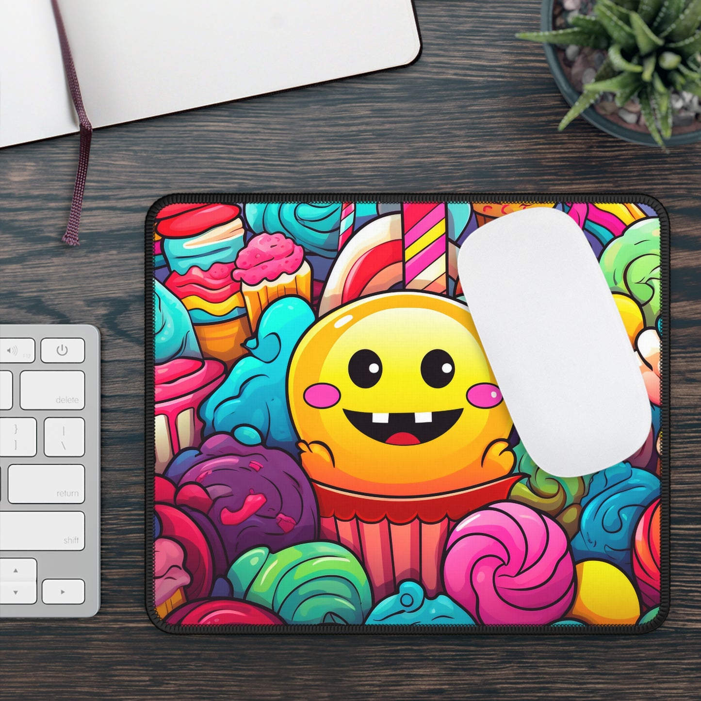 Smiley Cupcake Candy Chaos Mouse Pad