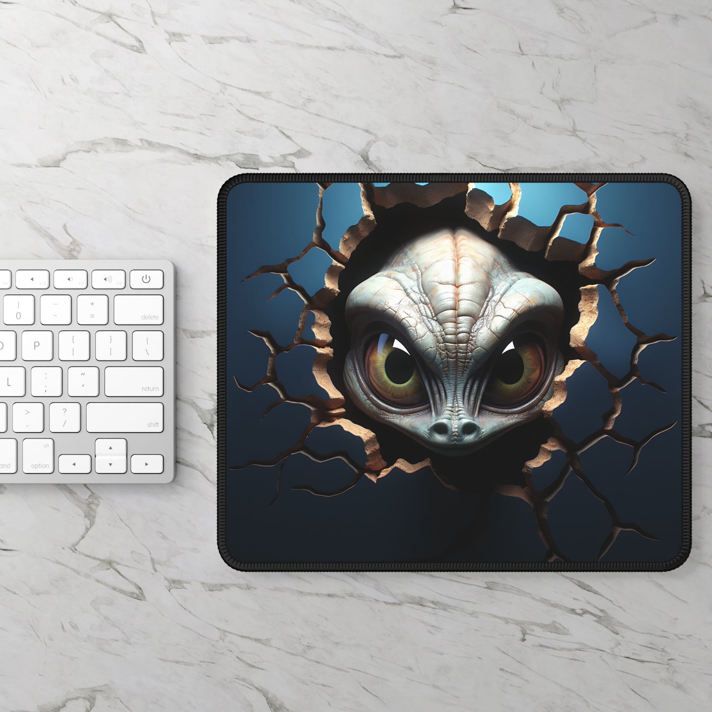 Cracked Wall Alien Mouse Pad