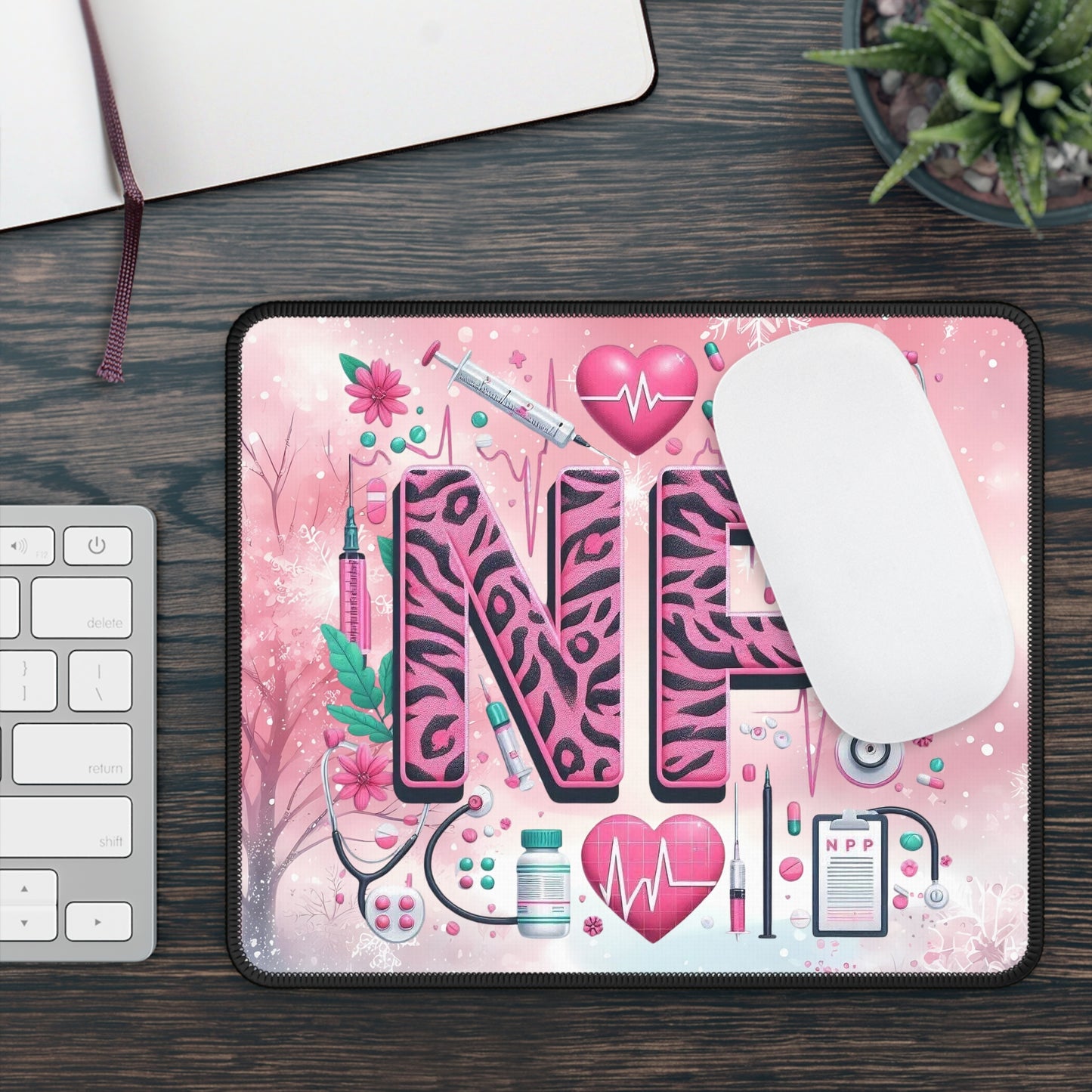 Nurse Practitioner (NP) Pink Leopard Mouse Pad
