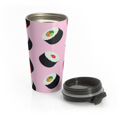 Pink Sushi Roll Travel Mug