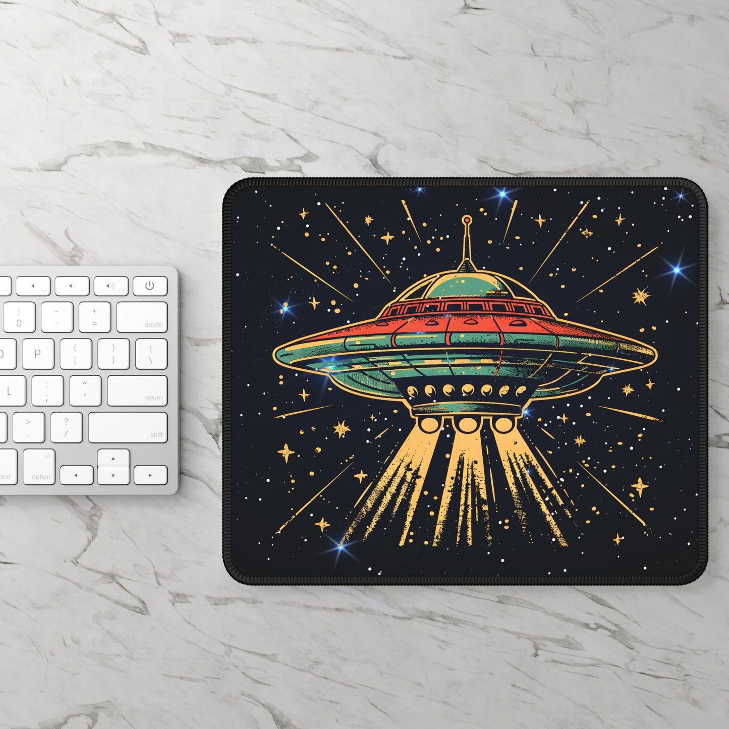 Retro Flying Saucer Mouse Pad