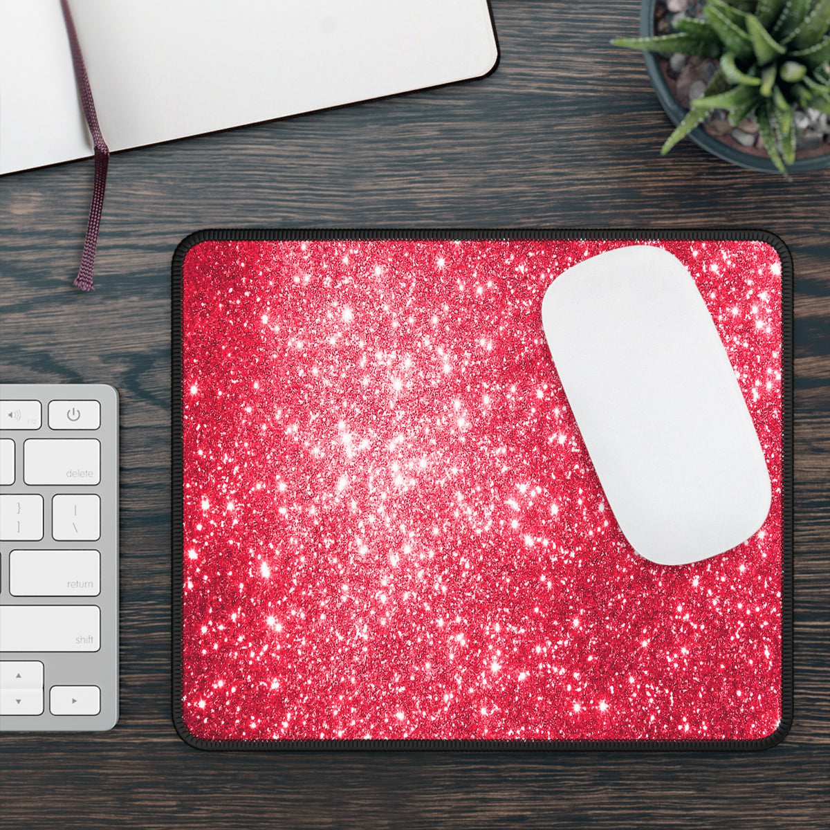 Ruby Red Glitter Mouse Pad
